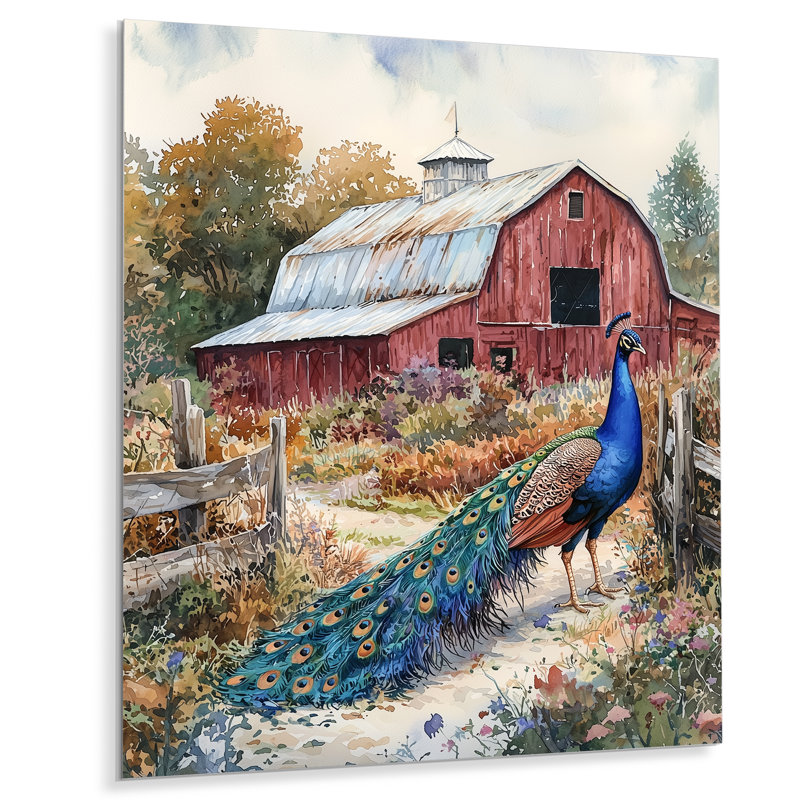 Paon à la ferme jardin V - Art en métal oiseau, H 40 po x l 30 po