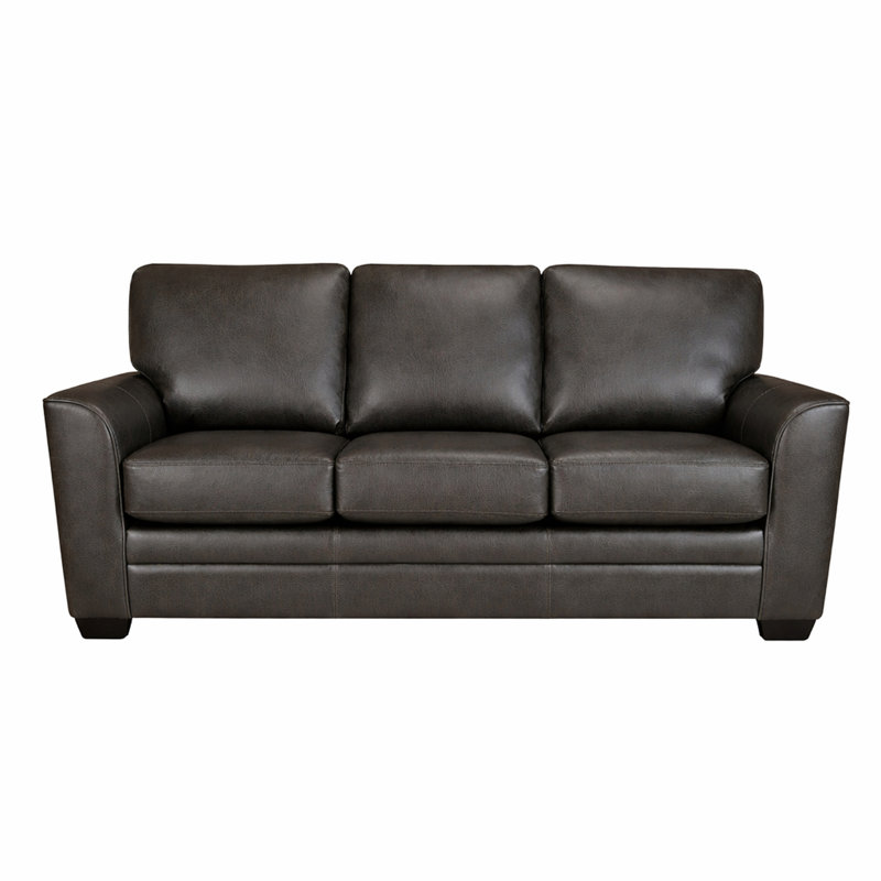 Nadin Premium Leather Sofa with Plush Pillow Back Cushions, Gray, 37" H x 84" W x 36" D