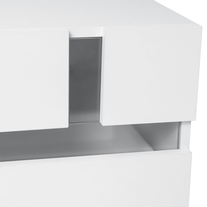 Table de chevet avec lumières DEL Augusten, Blanc