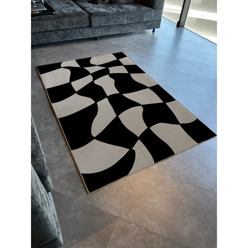 Tapis décoratif moderne à motif géométrique Mira, Rectangle 4 pi 11,06 po x 7 pi 6,55 po