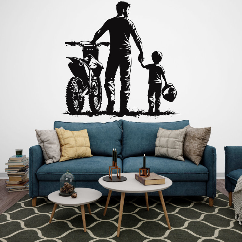 Motocross papa, autocollant mural, H 17 po x l 17 po