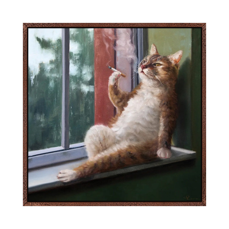 Rainy Day by Lucia Heffernan - Painting on Canvas, 66.04cm H x 66.04cm W x 3.81cm D, Brown Framed