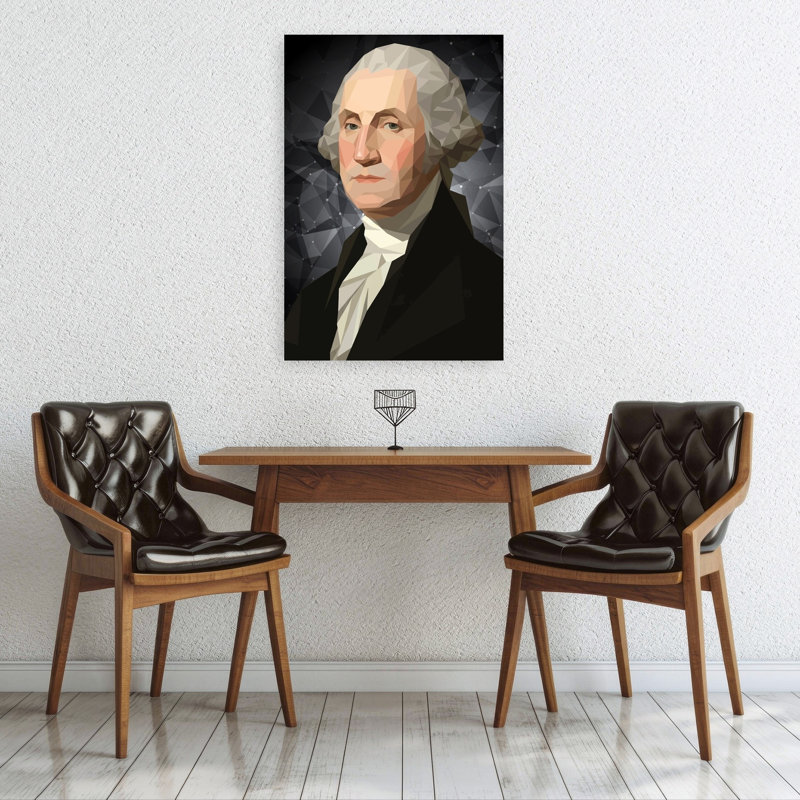 Geometric Washington Portrait Geometric Modern Contemporary Portrait Wall Art Print 1 Piece Wrapped Canvas Wall Art