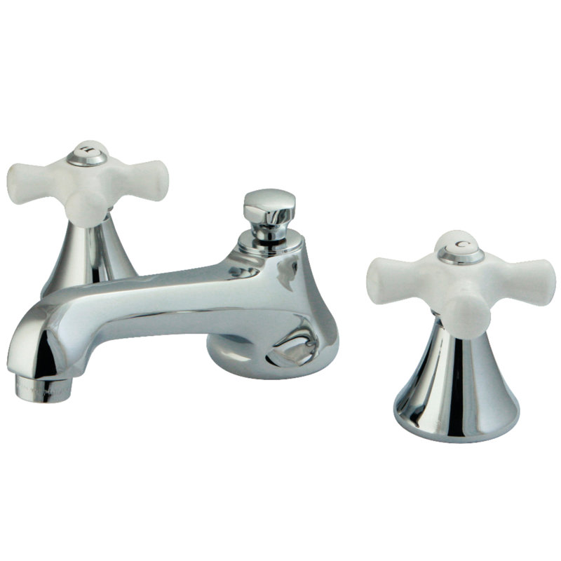 Metropolitan Widespread Bathroom Faucet with Drain Assembly, Polished Chrome/White
