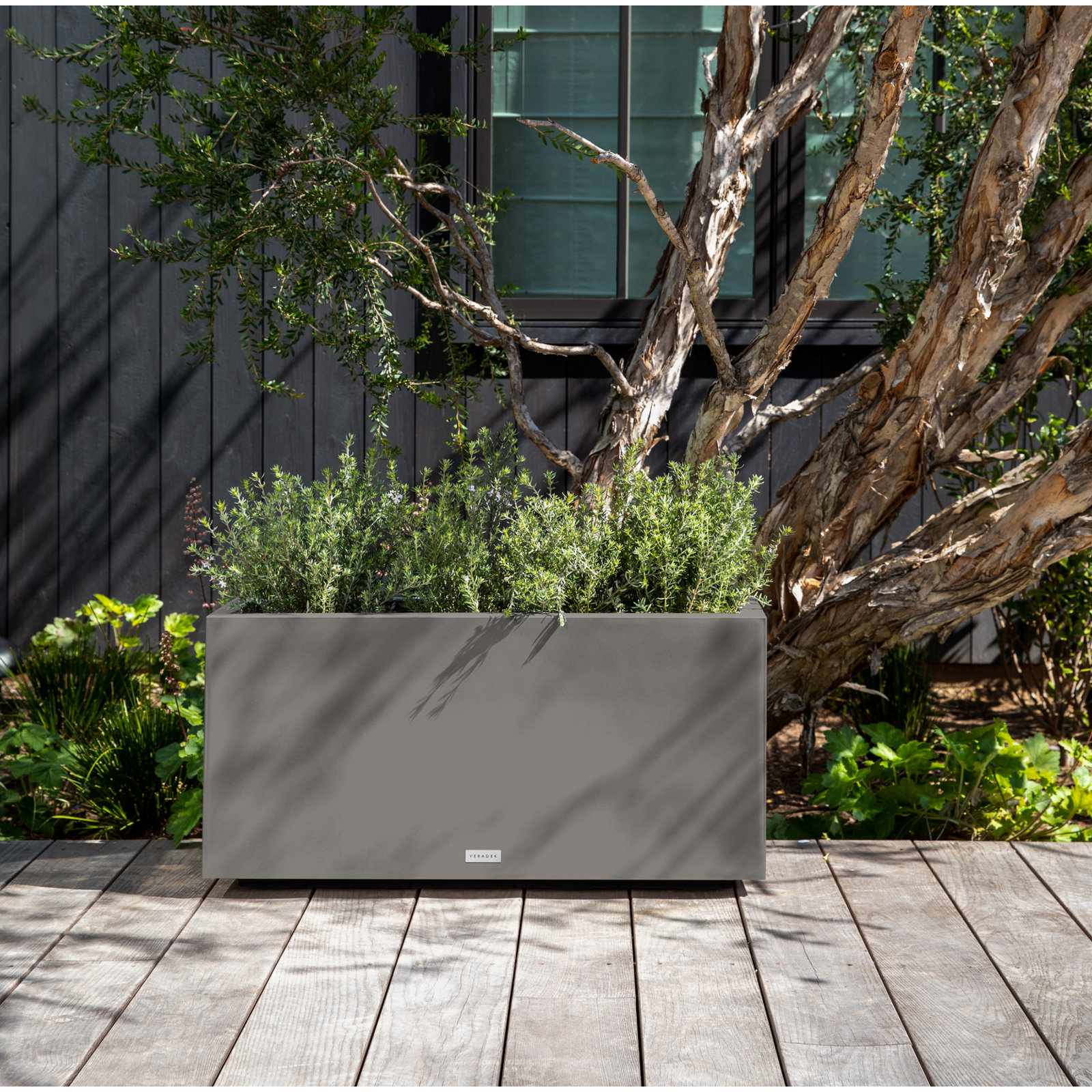 Block Series Planter Box, 16” H x 32” W x 10” D, Gray