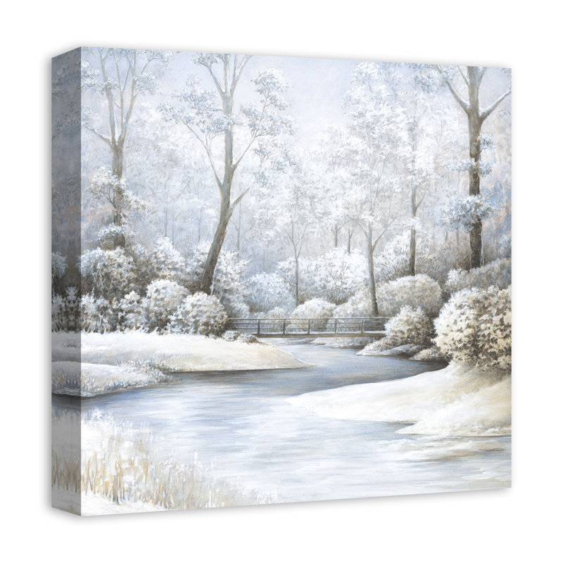 Paysage de ruisseau d'hiver sur toile, H 12 po x l 12 po x P 1,25 po