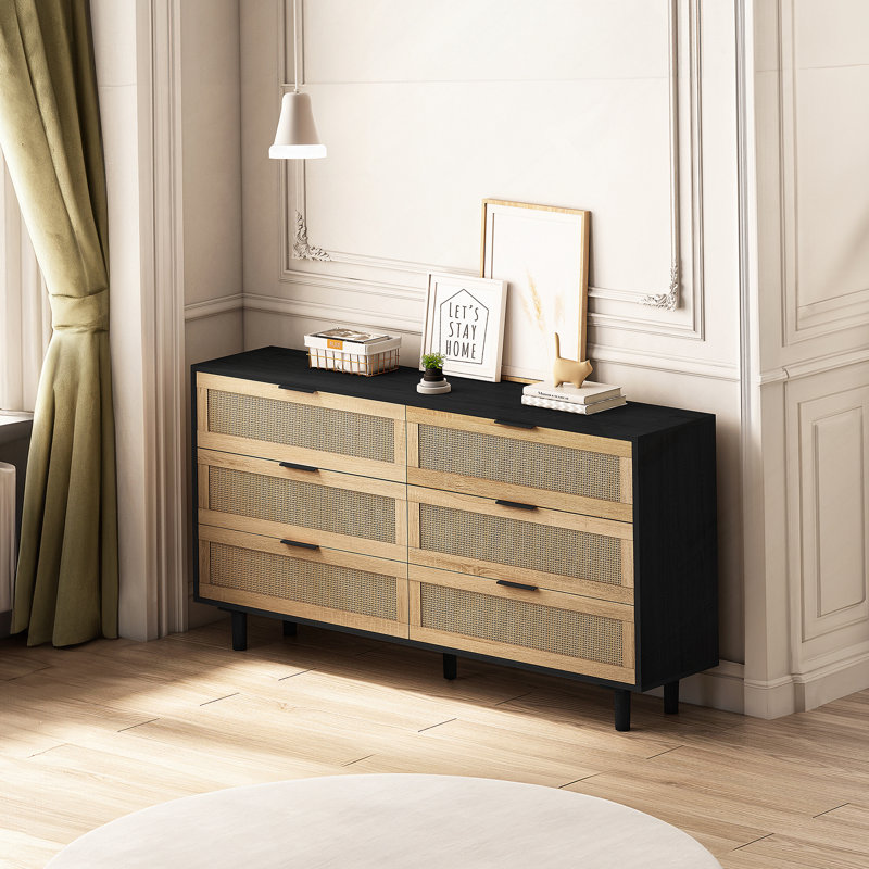 Storage Cabinet, 29.53" H x 59.06" W x 15.75" D, Black/Natural 1