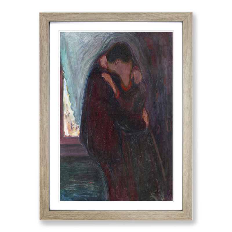 The Kiss Vol.3 by Edvard Munch - Picture Frame Painting, Oak, 36cm H x 27cm W x 2cm D