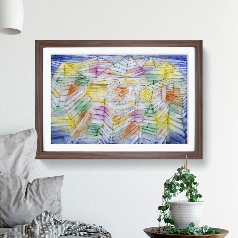 Mountain Construction by Paul Klee - Framed Print, Walnut Framed, 48cm H x 65cm W x 2cm D