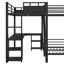 Lit superposé double en L double au-dessus de grand lit double avec lit mezzanine simple TG, bureau, tablettes de rangement et glissoire-121885248