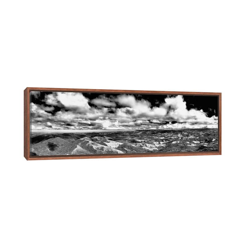 Landscape Black And White Panorama by Glauco Meneghelli - Wrapped Canvas Print, 30.48 cm H x 91.44 cm W, Brown Floater Frame