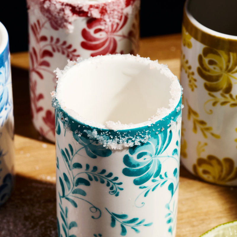 Azulejo Floral Ceramic Shot Glasses 3oz