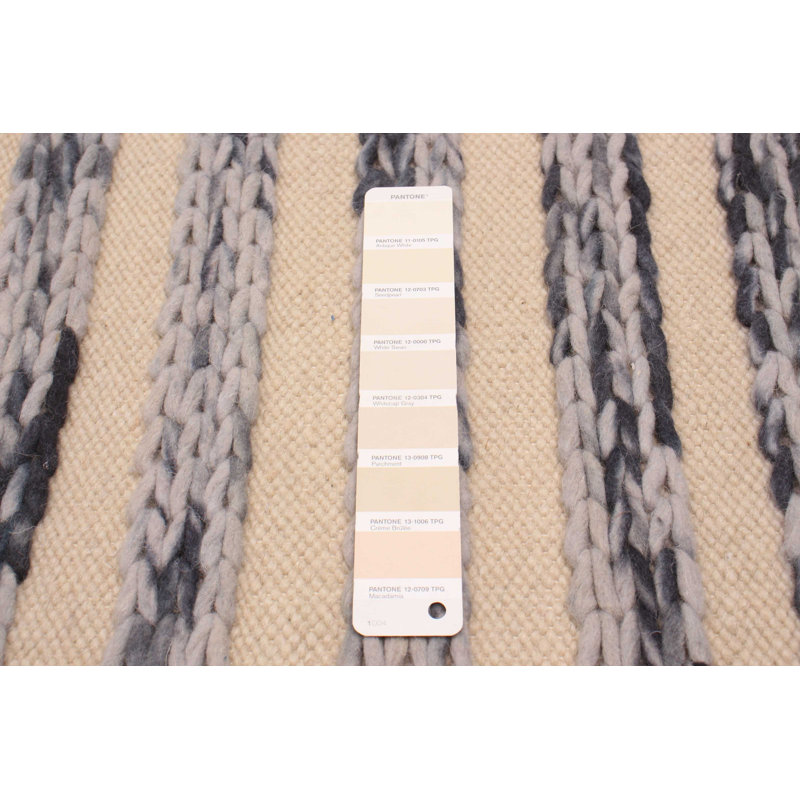 Tapis kaki clair en laine nouvel âge 4 pi 11 po x 8 pi 3 po Kennidi