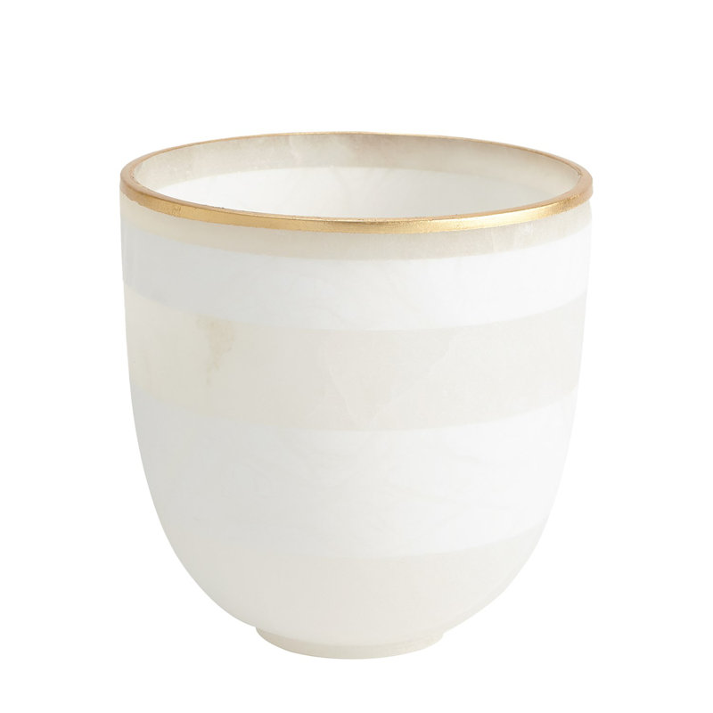 Striped Alabaster Bowl, 7.75" H x 8" W x 8" D