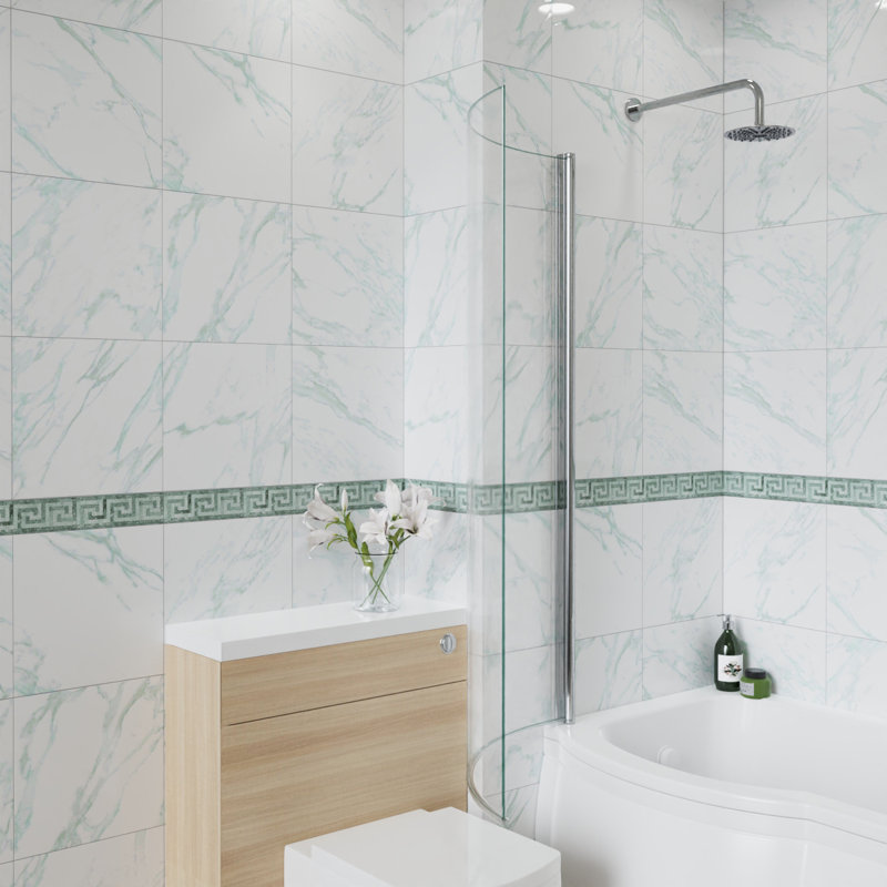 785mm - 800mm W x 1400mm H Semi-Frameless Tub Door with Clear Glass