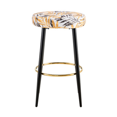 Tabouret de salle à manger à hauteur de comptoir de 2 - velours à feuilles dorées rembourré avec repose-pieds pour la cuisine Tabourets élégants et confortables
