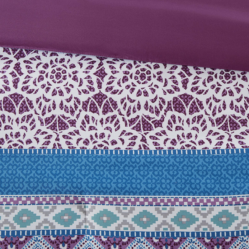 Édredon pour lit double / grand Global, microfibre douce, 2 taies décoratives, coussins décoratifs, chambre mauve avec coussin décoratif Global