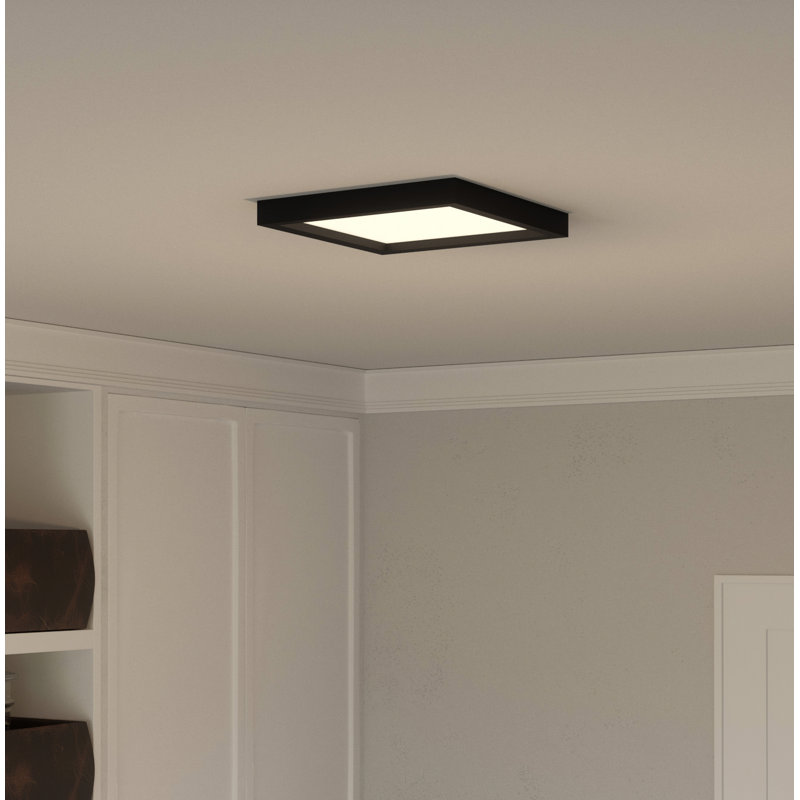 Plafonnier encastré 1 lumière DEL Quoizel, Noir terre, H 1 po x l 15 po x P 15 po