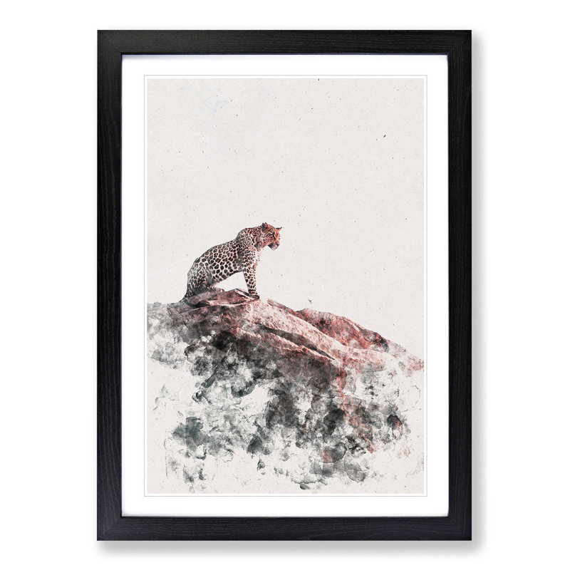 Leopard upon the Rock - Picture Frame Painting Print, Black Framed, 63cm H x 45cm W x 2cm D