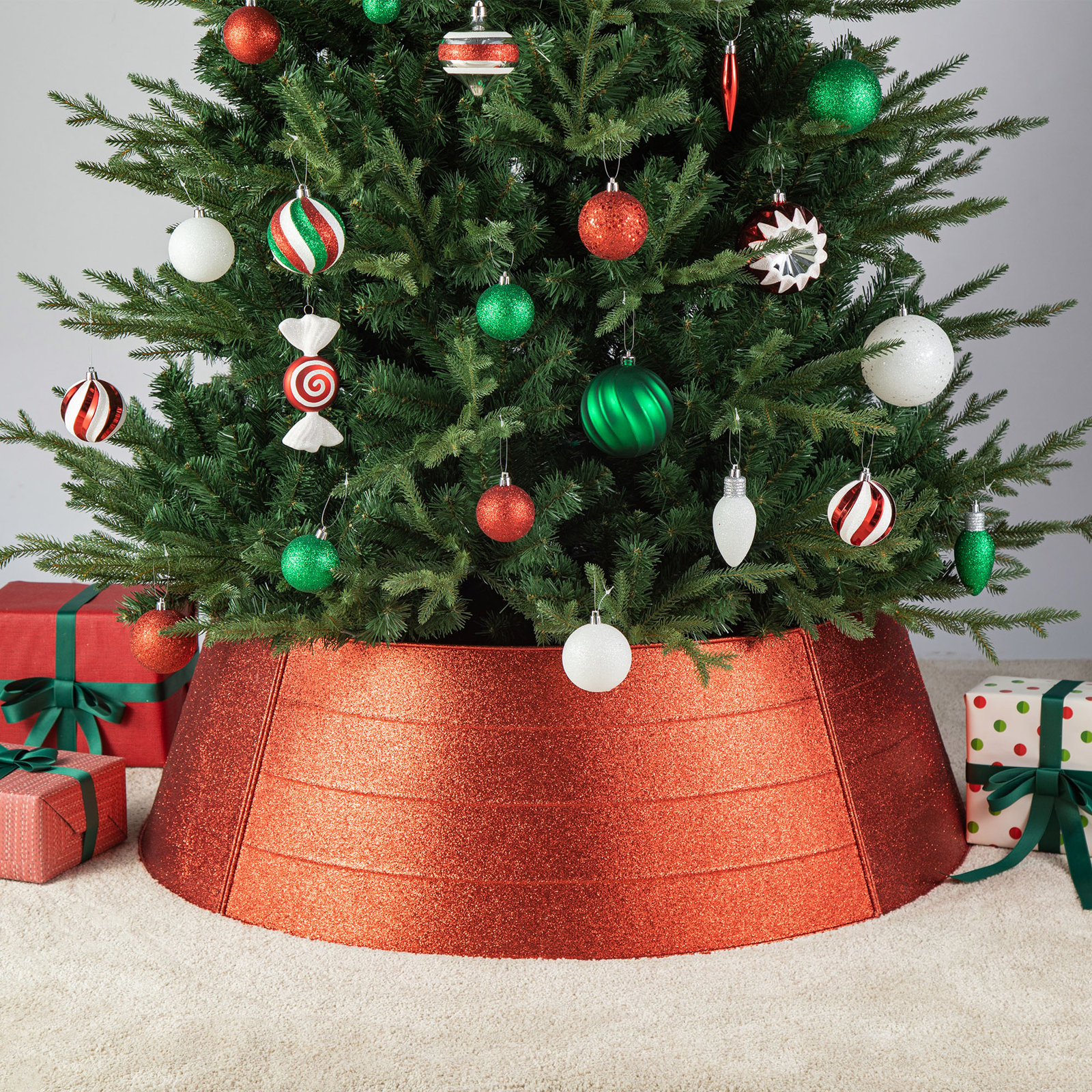 Gold Metal Tree Collar, Red, 12.5" H x 40.5" W x 40.5" D