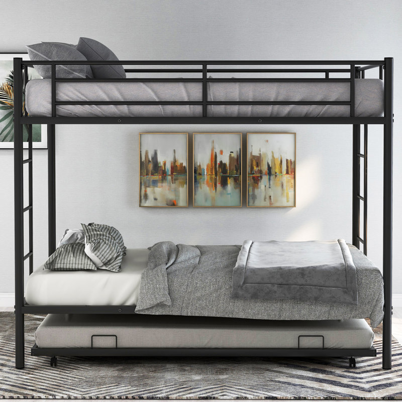 Lechlade Kids Twin Over Twin Bunk Bed, Black