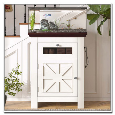 10-15 Fish Tank Stand, Aquarium Stand with Power Outlets, 198LBS Capacity, Fish Tank Table with Storage Cabinet and Drawer, Aquarium Table for Reptile Terrarium Stand