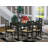 7 Piece Dining Set Consist of a Rectangle Dining Room Table with Butterfly Leaf and 6 Linen Fabric Kitchen Chairs, Black-1082107871-1079865088-1079865094