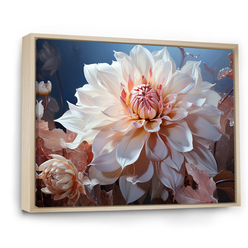 Rêves de dahlia rose en fleurs, Cadre naturel flottant, L 32 po x H 16 po x P 1 po