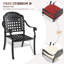 Ensemble de 2 fauteuils de patio en fonte d'aluminium, coussins noirs, solides et robustes, structure de salle à manger à réduction de bruit, conception empilable et imperméable