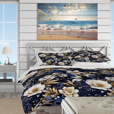 Ensemble de housse de couette Deep Indigo Moonlit Flowers I