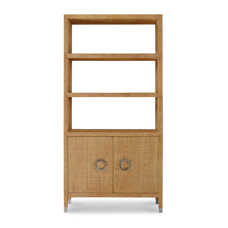 Caribe Solid Wood Etagere Bookcase, Sand