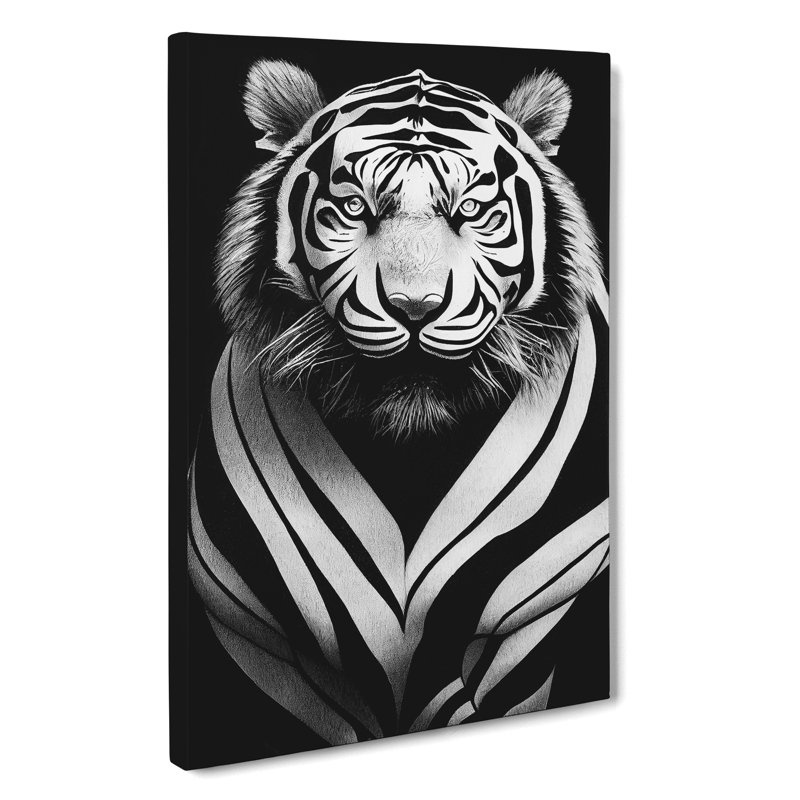 Monochrome Tiger No.7 - Wrapped Canvas Print, 76cm H x 50cm W x 3cm D, Wrapped Canvas