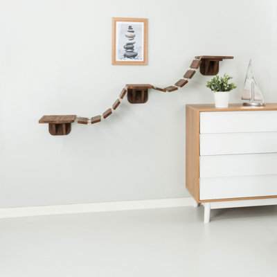 TRIXIE Wall Mount Cat Bridge, Three Platforms Linked by Bridge