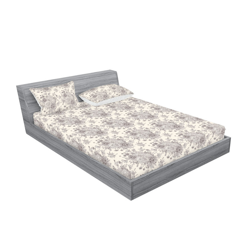 Drap-housse et taies décoratives 3 pièces Ambesonne, Coquille d'œuf, gris anthracite, gris / floral