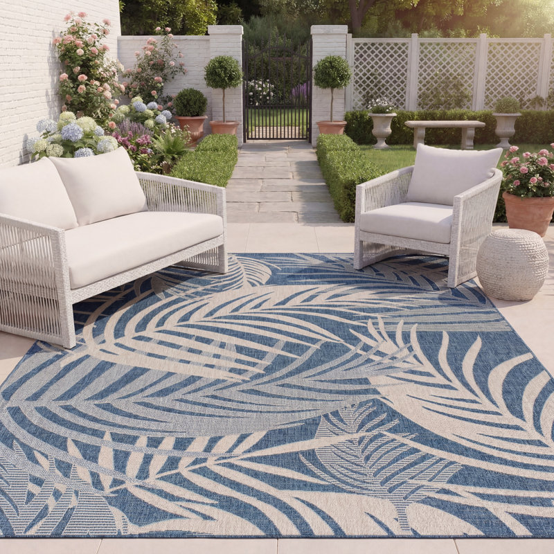 Tapis d'intérieur / extérieur floral Alixs Performance, Rectangle 8 pi x 10 pi