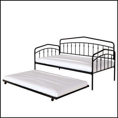 Fox Daybed with Trundle, Durable Metal Frame and Noise-Free Slat Design for Versatile Sleeping Solutions