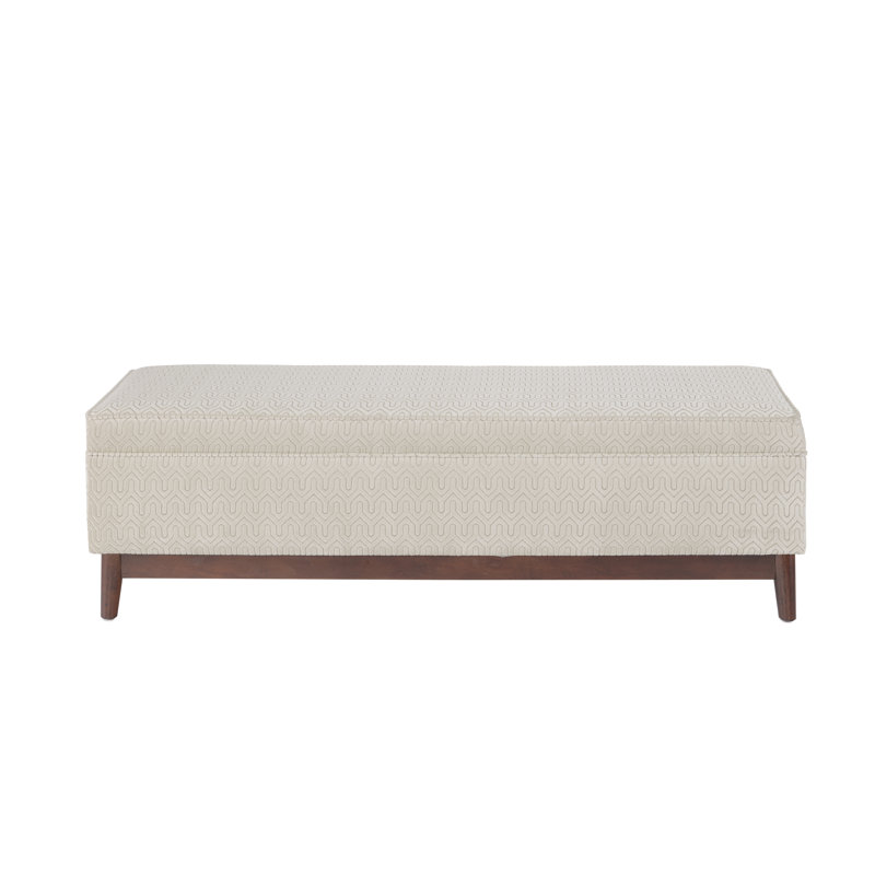 Gisbert Polyester Upholstered Storage Bench, Ivory/Taupe