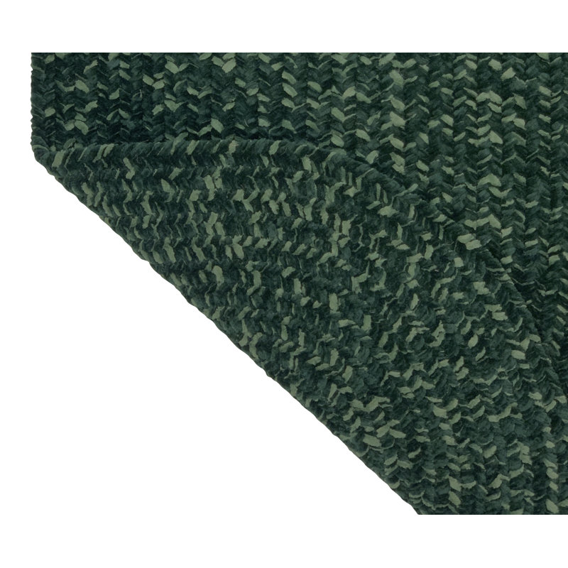 Tapis émeraude en polyester tressé à la main Dario, 22 po x 40 po ovale