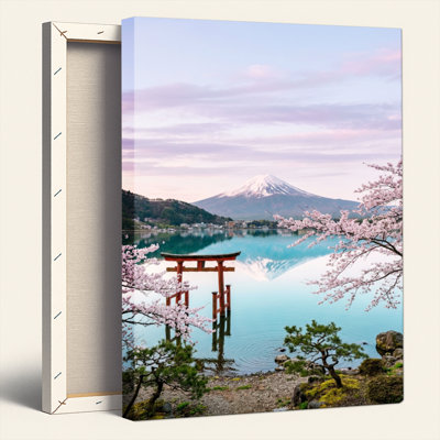 Ensemble de 1 tableau sur toile représentant le mont Fuji