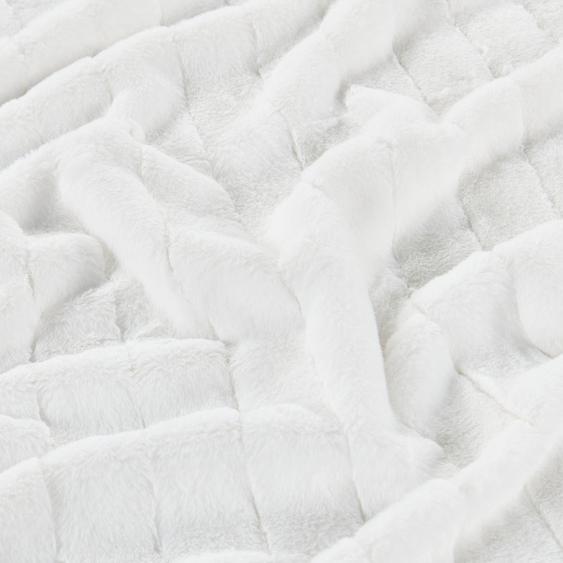 Jeté en fausse fourrure Luxury, Blanc brillant, 50 po x 60 po