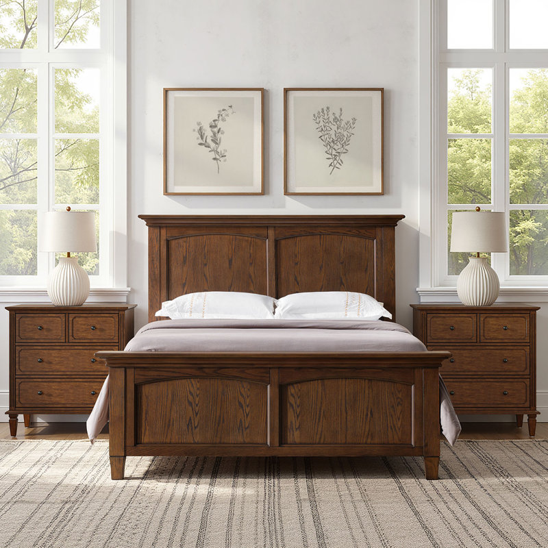 Ensemble de chambre à coucher 3 pièces avec table de chevet et lit Amberlyn, Très grand