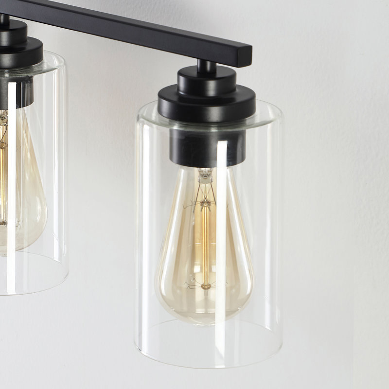 Quitterie - Éclairage pour meuble-lavabo, Noir mat, Clear, 6