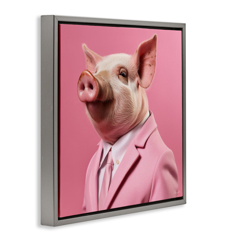 Pink Pig Fashion, Luster Gray Floater Frame, 18" H x 18" W