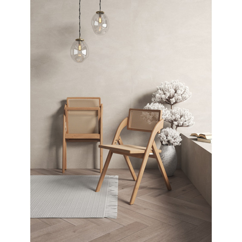 Chaise pliante en bois Lambinet - Ensemble de 2, Naturel