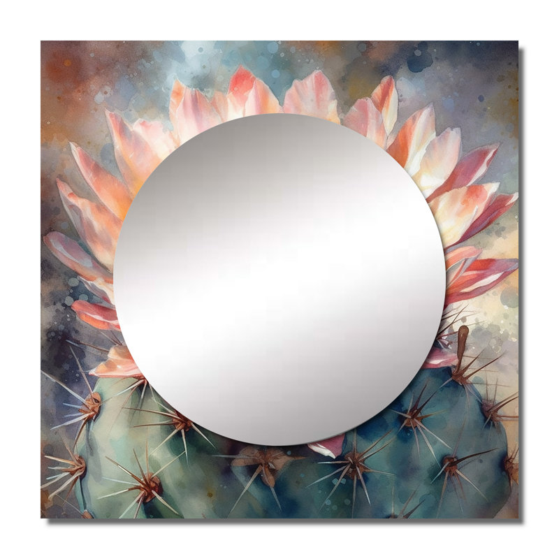 Farver - Art mural miroir floral carré pour salle de bain, 36 po x 36 po
