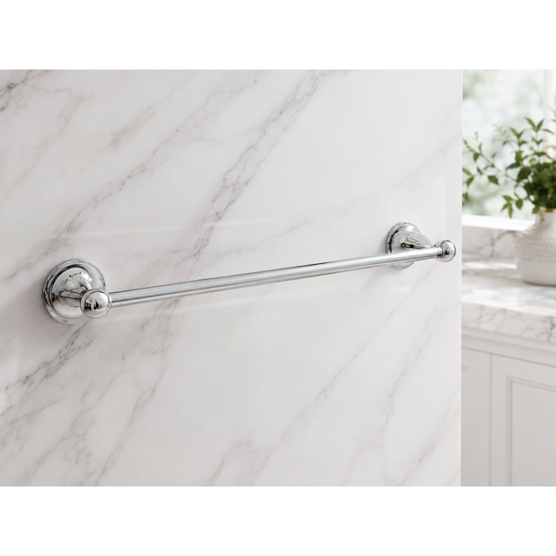Stainless Steel 24'' Wall-Mounted Bathroom Towel Rod in Assorted Finishes for Modern Décor, Chrome