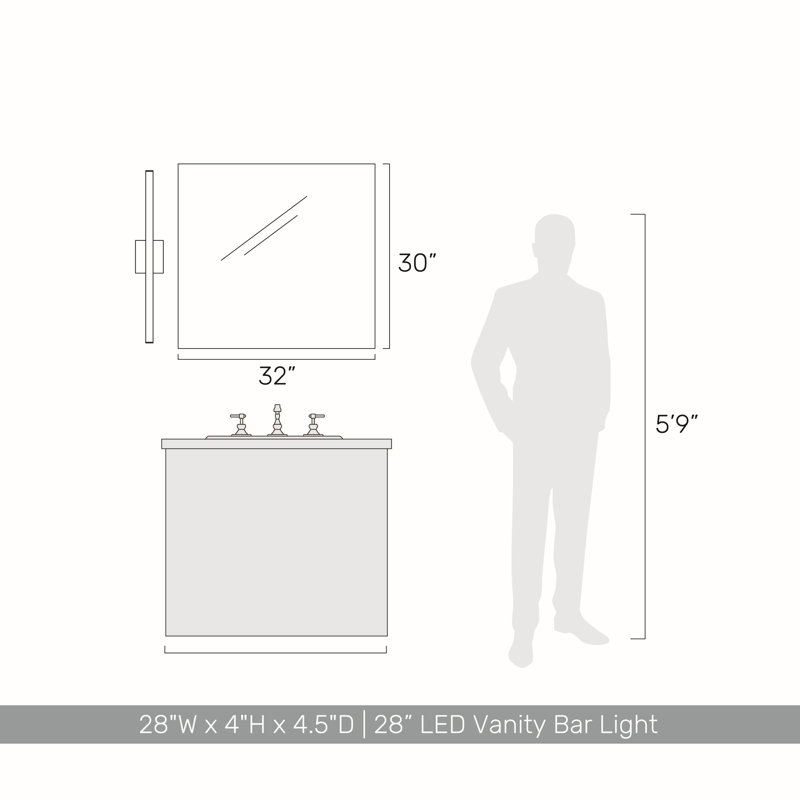 Vireo 28" LED Bath Bar, Walnut