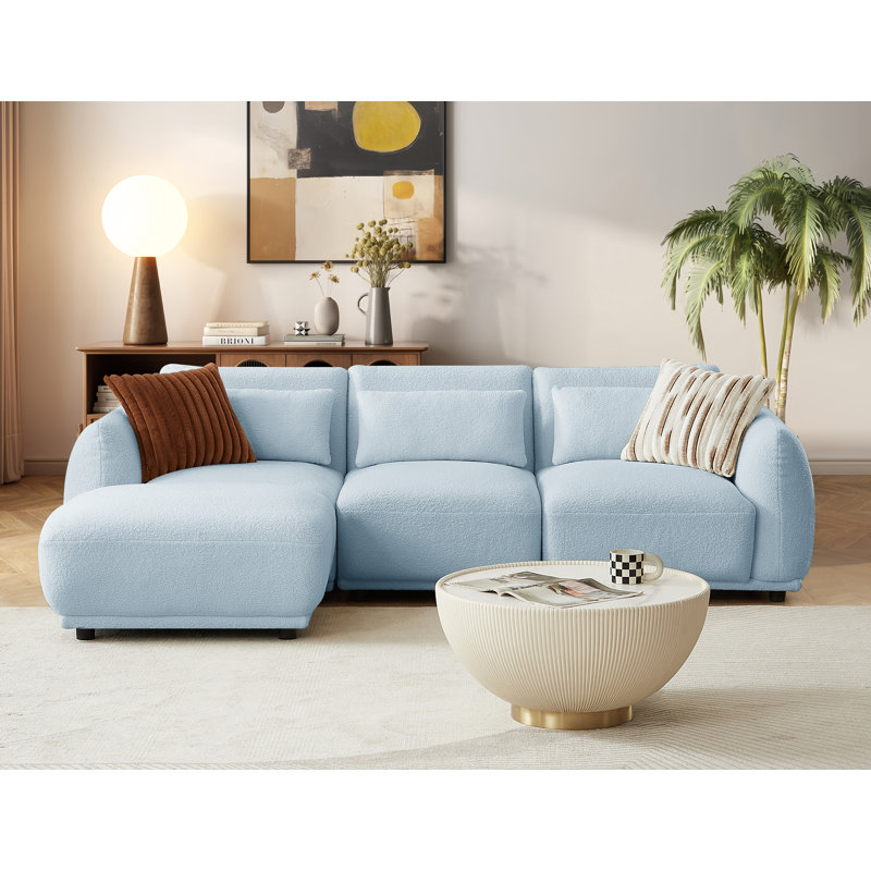 Ballyrobert 4 - Piece Upholstered Sectional Teddy Wool Modern Sectional Sofa 3 Seat L Shaped Convertible Modular Sectional Sofa with Reversible Ottoman