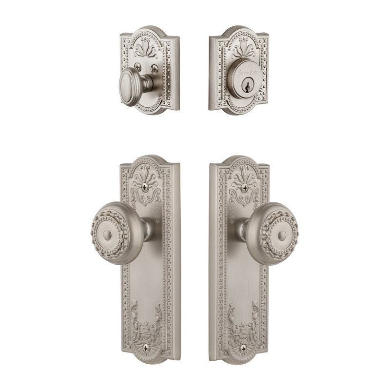 Parthenon Complete Entry Knob Set with Deadbolt, Satin Nickel