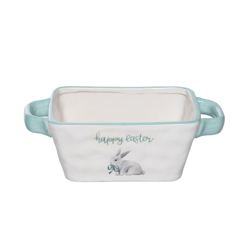Mint Happy Easter Baker Ceramic Tabletop Baking Dish